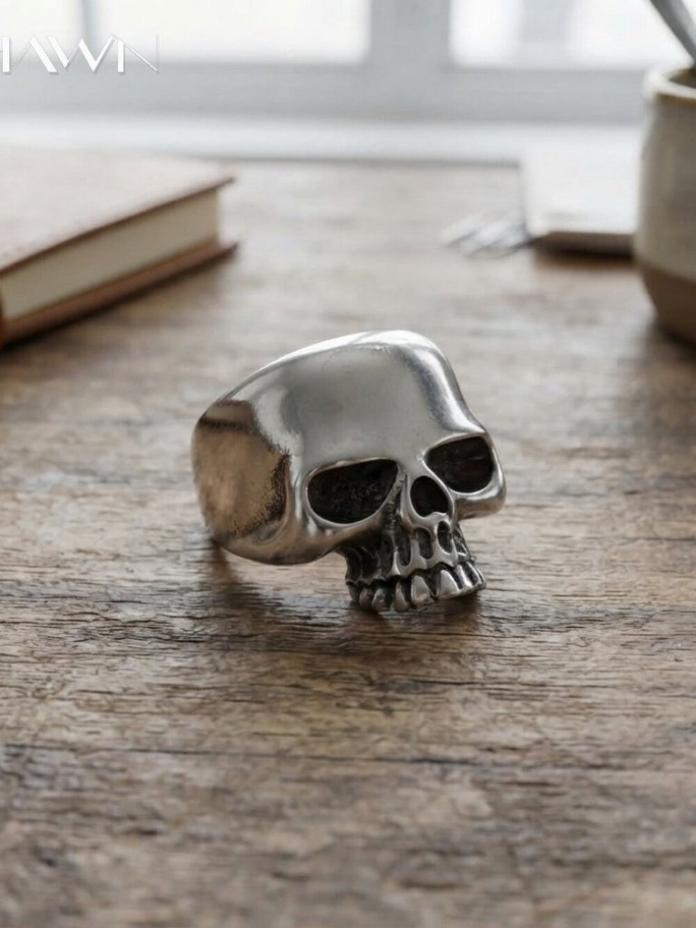 Mens Polished Stainless Skull Ring Size 11